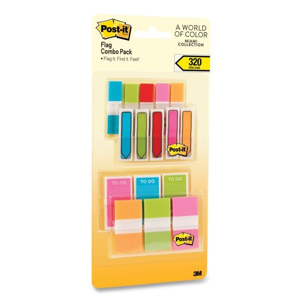 Post-It Standard And Arrow Flag Combo Pack, 0.47" And 0.94", Assorted Colors, 320/Pack