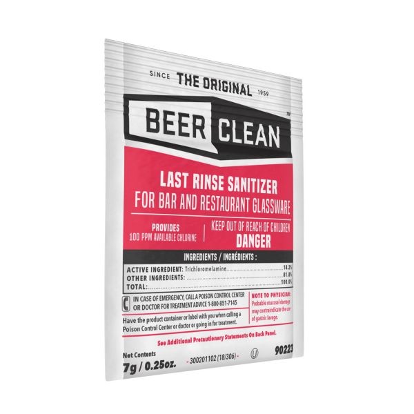 Diversey Beer Clean Last Rinse Glass Sanitizer, Powder, 0.25 Oz Packet, 100/Carton