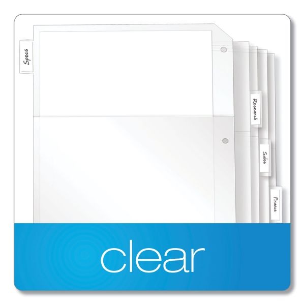 Cardinal Poly Ring Binder Pockets, 8.5 X 11, Clear, 5/Pack