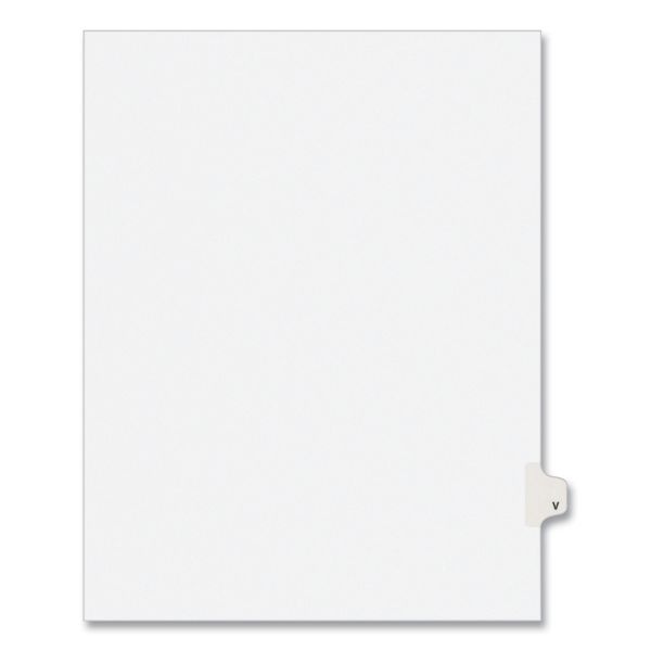 Avery Preprinted Legal Exhibit Side Tab Index Dividers, Avery Style, 26-Tab, V, 11 X 8.5, White, 25/Pack, (1422)