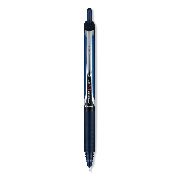 Pilot Precise V5rt Roller Ball Pen, Retractable, Extra-Fine 0.5 Mm, Navy Ink, Navy Barrel, Dozen
