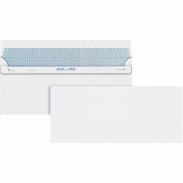 Quality Park #10 Reveal-N-Seal Business Envelopes, Security, Self-Sealing, White, Box Of 500