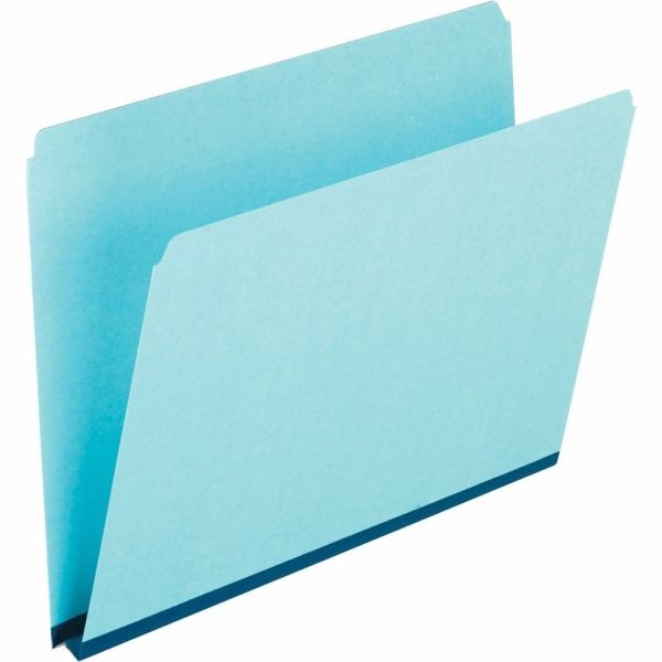 Oxford Straight-Cut Pressboard Top-Tab File Folders, Letter Size, 30% Recycled, Blue, Box Of 25
