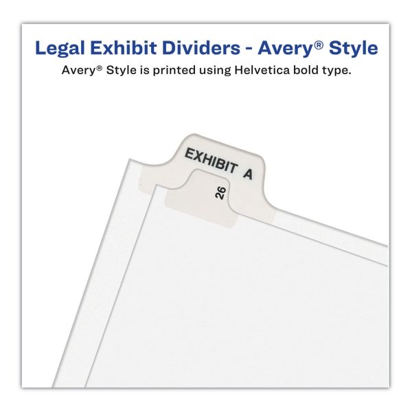 Avery Preprinted Legal Exhibit Side Tab Index Dividers, Avery Style, 25-Tab, 351 To 375, 11 X 8.5, White, 1 Set, (1344)