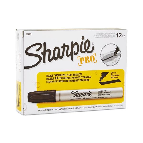 Sharpie Durable Metal Barrel Permanent Marker, Broad Chisel Tip, Black