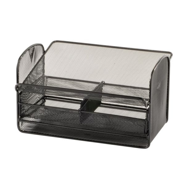 Safco Onyx Mesh Telephone Stand With Drawer, 7"H X 11 3/4"W X 9 1/4"D, Black