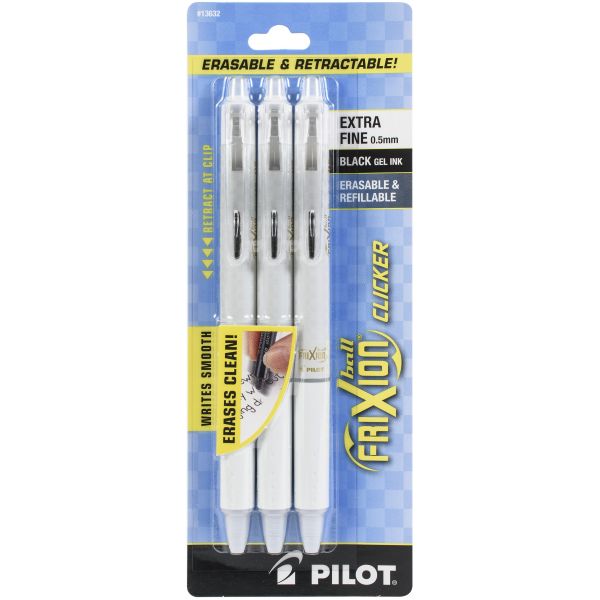 Pilot FriXion Ball Erasable Gel Pens 3Pkg Black