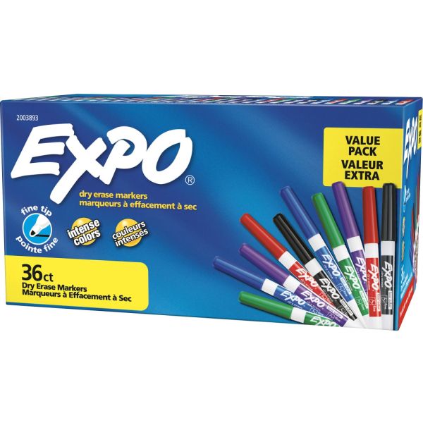 Expo 10pk Dry Erase Markers Fine Tip Multicolored