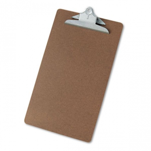 Universal Hardboard Clipboard, 1.25" Clip Capacity, Holds 8.5 X 14 Sheets, Brown