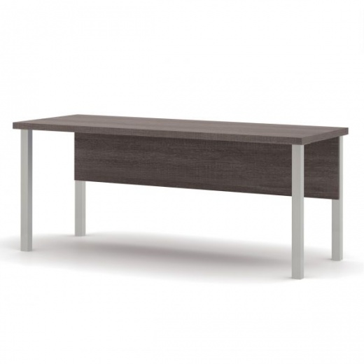 Bestar Pro-Linea Table with Metal Legs in Bark Gray