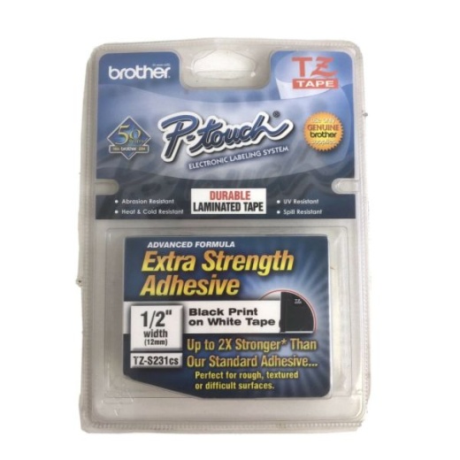 Brother P-Touch TZe Extra-Strength Laminated Labeling Tape, 26.5 Yards, White