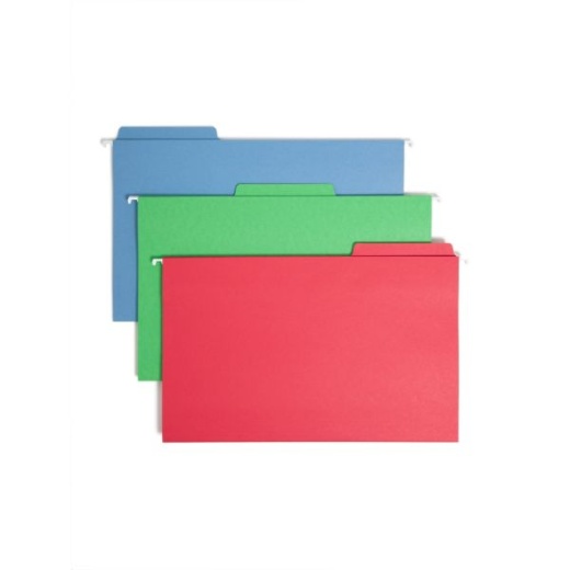 Smead Fastab Hanging File Folders, Legal Size, Assorted Colors, Pack Of 18