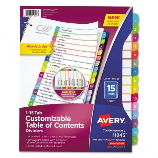 Avery Customizable TOC Ready Index Multicolor Tab Dividers