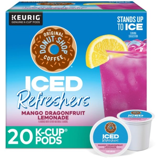 The Original Donut Shop Iced Refresher Keurig Single Serve K-Cup Pods, 12.6 Oz, Mango Dragonfruit Lemonade Flavor, Box Of 20 Pods