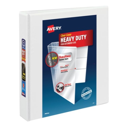 Avery Heavy-Duty View 3 Ring Binder, 1.5" One Touch Ezd Rings, White, 1 Binder