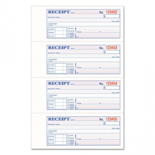 Adams Tops 3-Part Hardbound Receipt Book