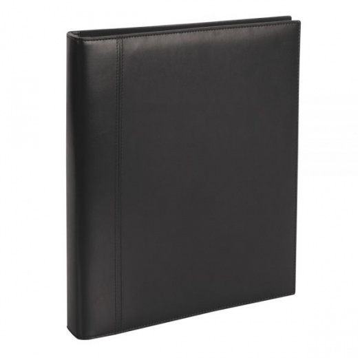 Premium Leatherette Presentation 3-Ring Binder, 1" Round Rings, Black