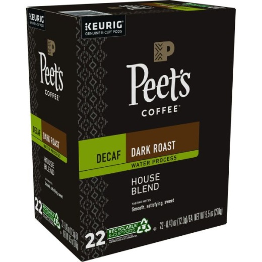 Peet's Coffee & Tea House Blend Decaf K-Cups - Dark Roast, 22/Box