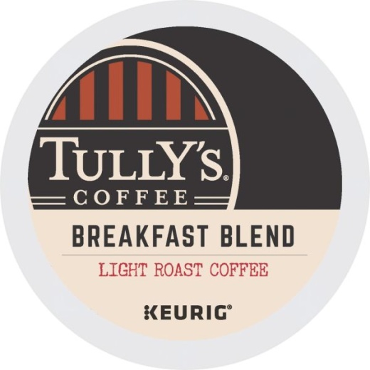Tully's Coffee Breakfast Blend Coffee K-Cups, Light Roast, 24/Box