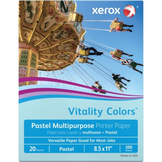 Xerox Vitality Colors Color Multi-Use Printer & Copy Paper, Blue, Letter (8.5" x 11")
