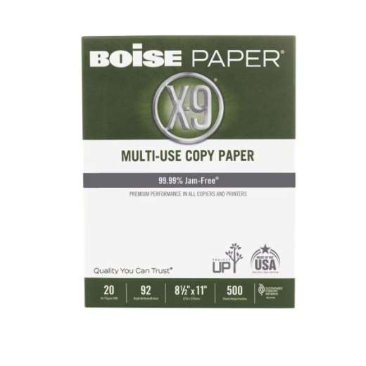 Boise X-9 Multi-Use Printer & Copy Paper, White, Letter (8.5" X 11"), 500 Sheets Per Ream, 20 Lb, 92 Brightness