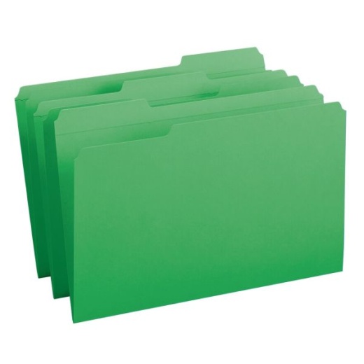 Smead Color File Folders, With Reinforced Tabs, Legal Size, 1/3 Cut, Green, Box Of 100