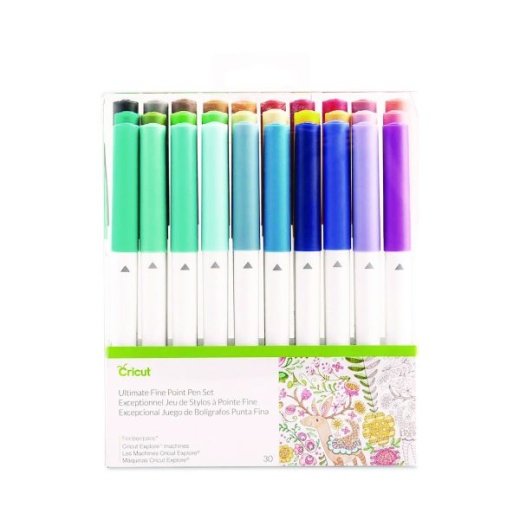Cricut Ultimate Fine Point Porous Point Pens, Stick, Fine 0.4 Mm, Assorted Ink Colors, White Barrel, 30/Set