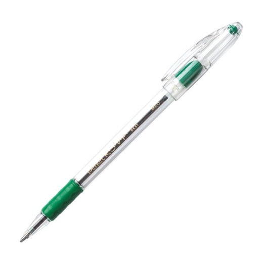 Pentel R.S.V.P. Ballpoint Pens, Medium Point, 1.0 Mm, Clear Barrel, Green Ink, Pack Of 12