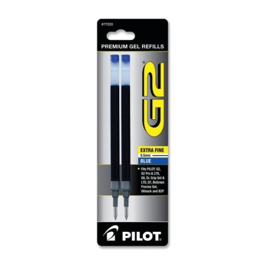 Pilot G2 Premium Gel Ink Refills, Extra-Fine Point, 0.5 Mm, Blue Ink, Pack Of 2