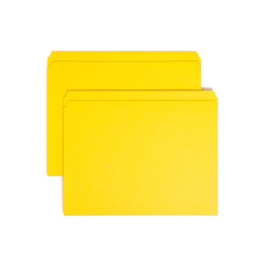 Smead Color File Folders with Reinforced Tabs, Letter Size, Straight Cut, Yellow, Box of 100