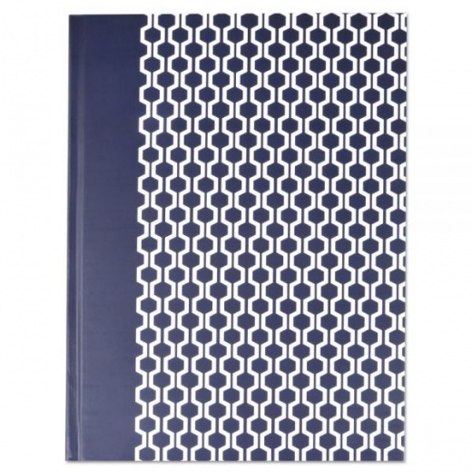 Universal Casebound Hardcover Notebook, 1-Subject, Wide/Legal Rule, Dark Blue/White Cover