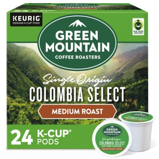 Green Mountain Coffee K-Cups, Colombian Fair Trade Select, Medium Roast, 24 K-Cups