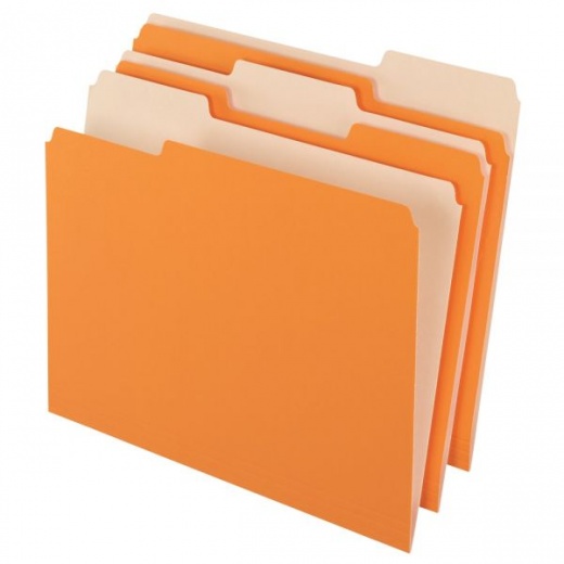 2-Tone File Folders, 1/3 Tab, Letter Size, Orange, Pack Of 100