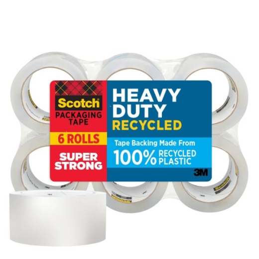 Scotch Heavy Duty Recycled Packaging Tape 7750-6, 1.88 In X 54.6 Yd (48 Mm X 50 M), 6 Pack