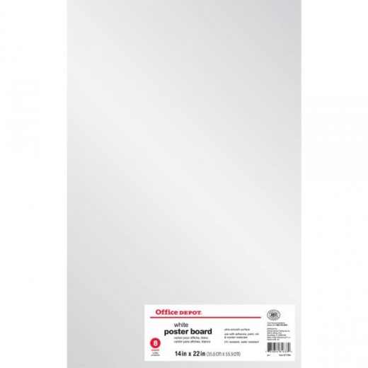 Poster Boards, 14" x 22", White, Pack Of 8