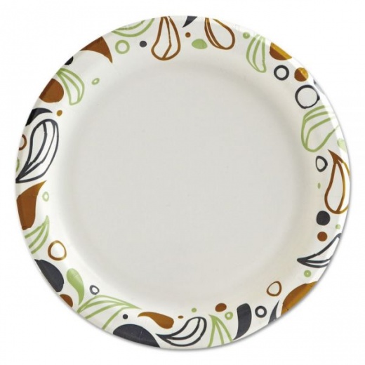 Boardwalk Deerfield Printed Paper Plates, 6" Dia, Coated/Soak Proof, White/Yellow/Green/Purple, 250/Pack, 4 Packs/Carton