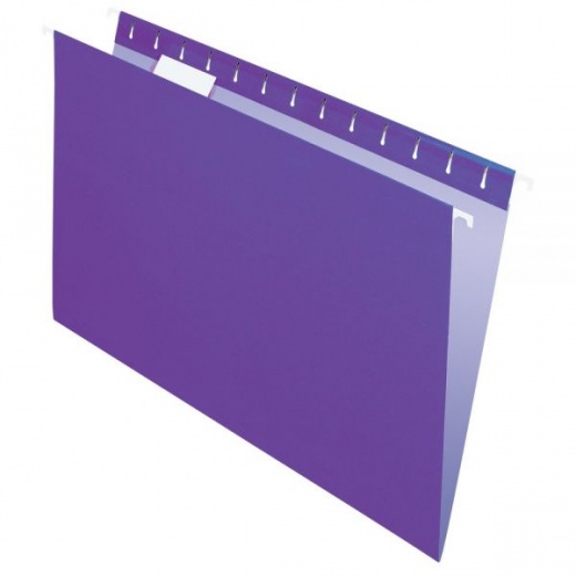 2-Tone Hanging File Folders, 1/5 Cut, 8 1/2" x 14", Legal Size, Purple, Box Of 25 Folders