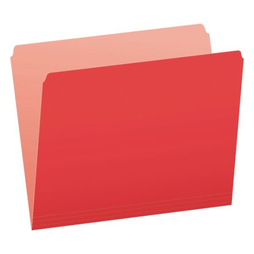 Pendaflex Colored File Folders, Straight Tabs, Letter Size, Red/Light Red, 100/Box