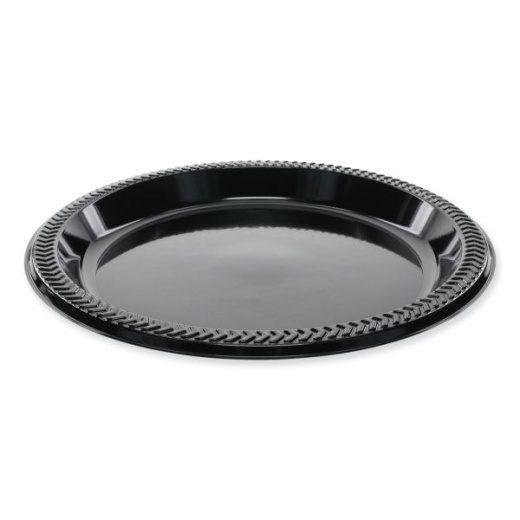 Pactiv Evergreen Meadoware Impact Plastic Dinnerware, Plate, 8.9" Dia, Black, 400/Carton