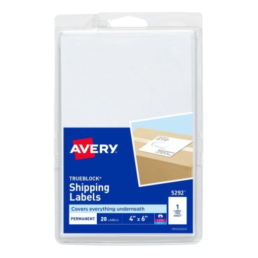 Avery Permanent Shipping Labels with Trueblock Technology