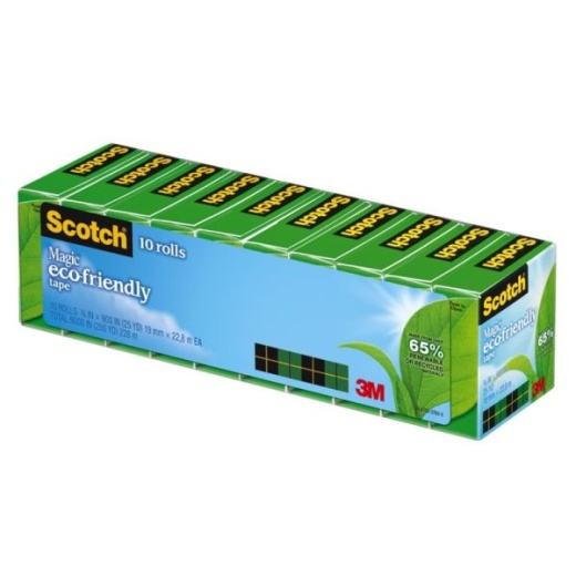 Scotch Greener Magic Tape, Invisible, 3/4 In X 900 In, 10 Tape Rolls, Clear, Home Office And School Supplies
