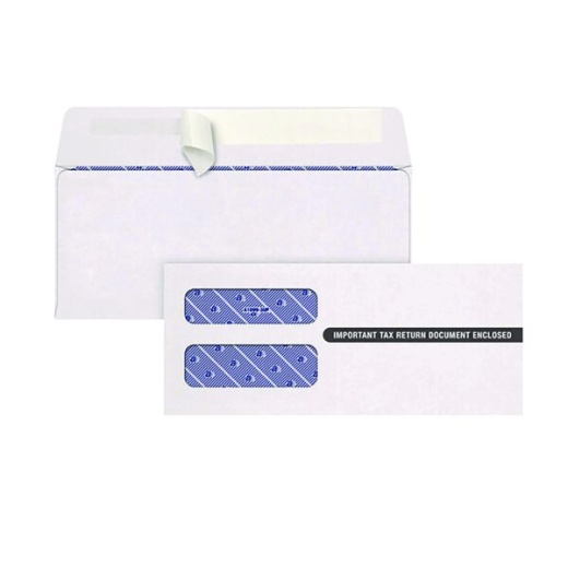 TOPS 1099 Double Window Envelope, Commercial Flap, Self-Adhesive Closure, 3.75 x 8.75, White, 24/Pack