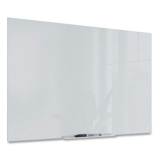U Brands Floating Glass Dry Erase Board, 35 x 23, White