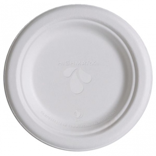 Highmark Eco Sugarcane Paper Plates, 6", White, Pack Of 1,000