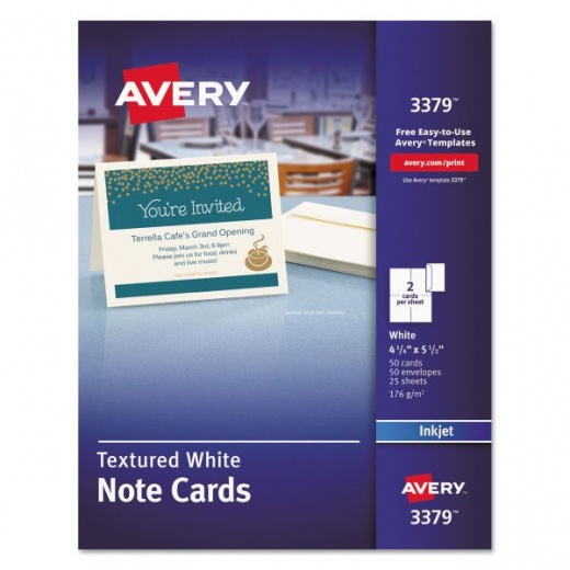 Avery Note Cards with Matching Envelopes: 65lb, 4.25 x 5.5, Textured Uncoated White