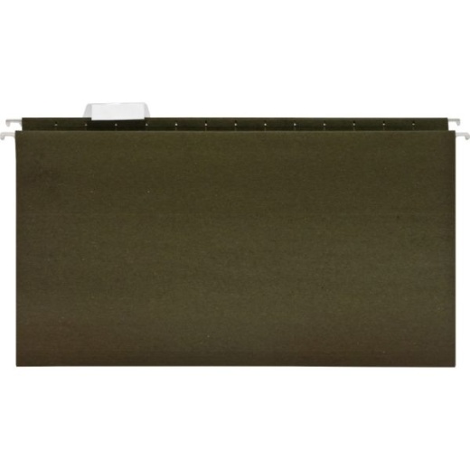 Business Source Hanging File Folders, Legal Size, 1/5 Tab Cut, Green, Box Of 25 Folders
