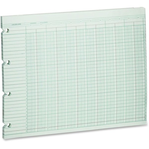 Wilson Jones Columnar Ruled Sheets, 4-Hole, 30 Lines, 20 Columns, 9 1/4" x 11 7/8, Ledger Size, Brown, Pack Of 100