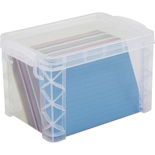 Advantus Super Stacker Divided Storage Box, 5 Sections, 7.5 X 10.13 X  6.5, Clear/blue