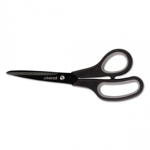 Universal Industrial Carbon Blade Scissors, 8" Long, 3.5" Cut Length, Offset Black/Gray Handle
