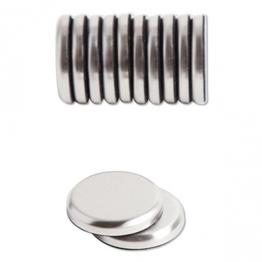 U Brands High Energy Magnets, Circle, Silver, 1.25" Diameter, 12/Pack